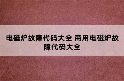 电磁炉故障代码大全 商用电磁炉故障代码大全